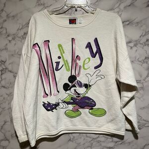 Vintage 80s Mickey Mouse Sz L Crewneck Sweatshirt 100% Cotton